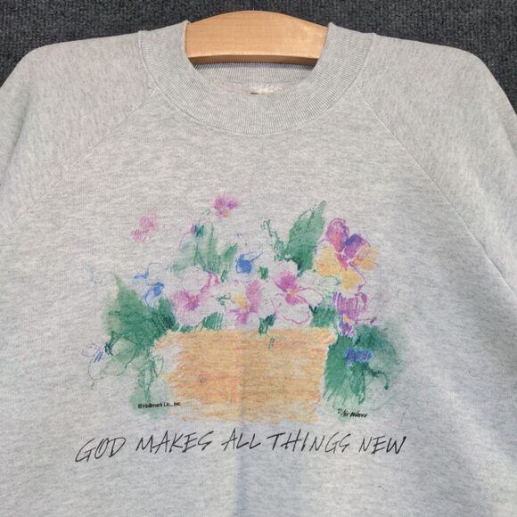 Fruit of The Loom Women's God Makes All Things New Sweatshirt XL Gray Vintage US - Picture 3 of 15